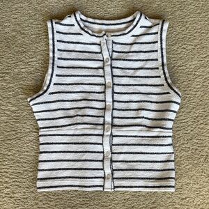 Madewell Black and White Striped Button Down Top